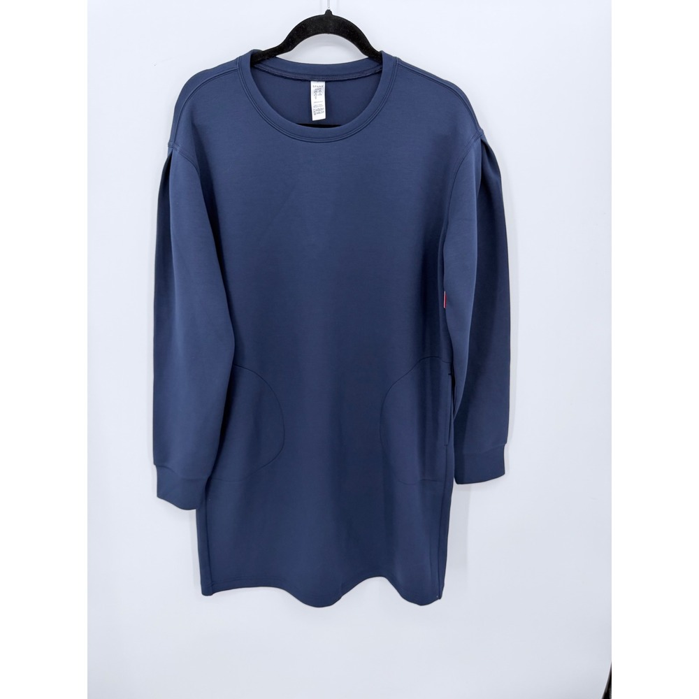 Spanx Crew Neck Dress Womens Medium Timeless Navy AirEssentials Pockets NWT